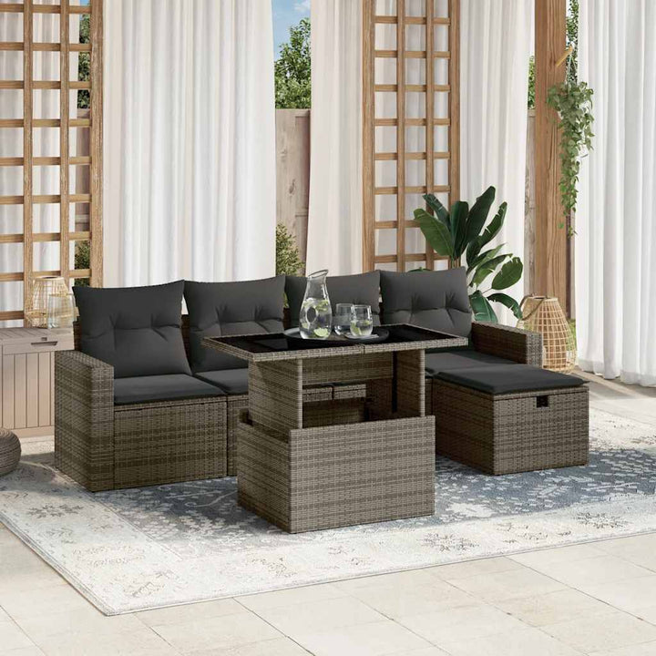 Loungegrupp Med Dynor 6 Delar Konstrotting