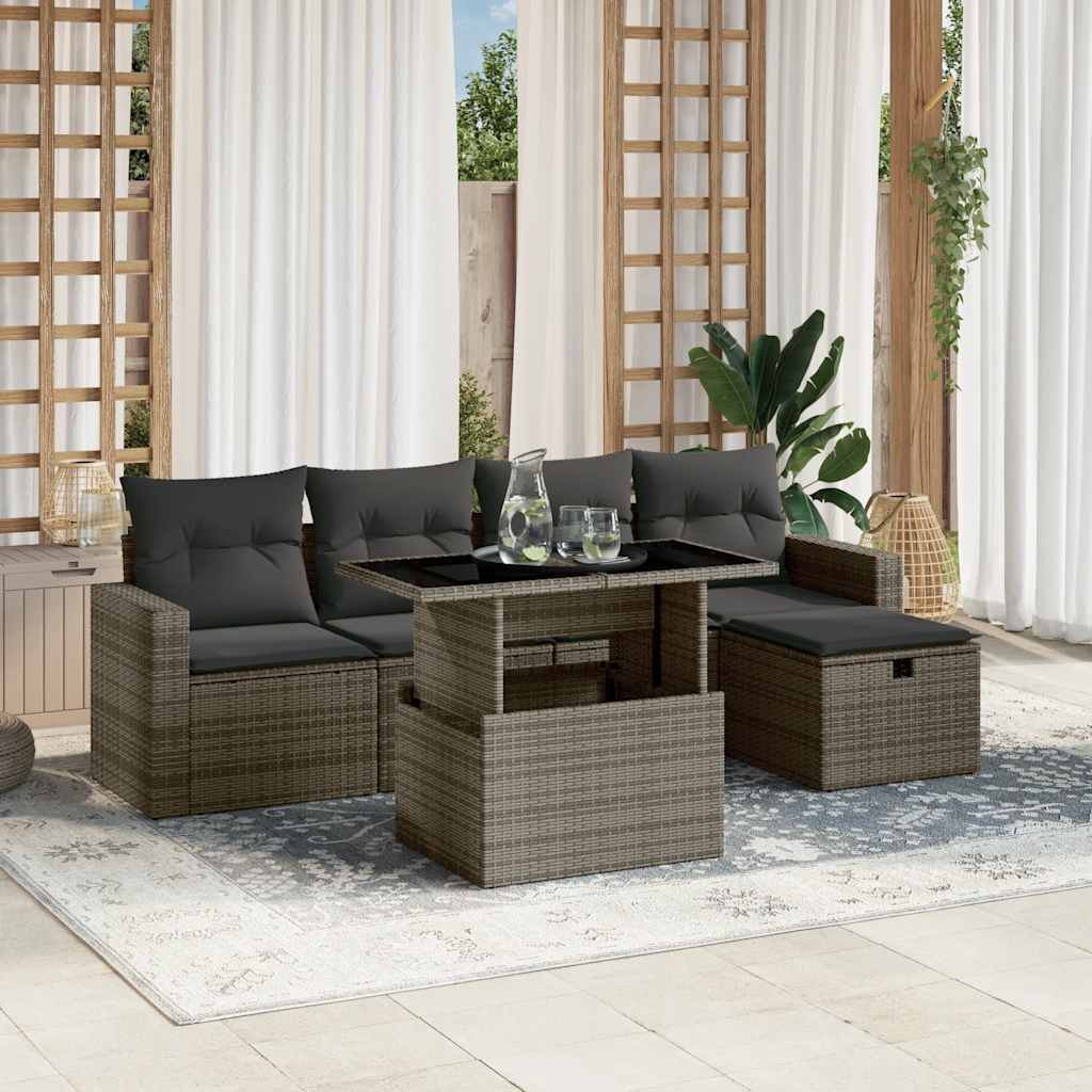 Loungegrupp Med Dynor 6 Delar Konstrotting