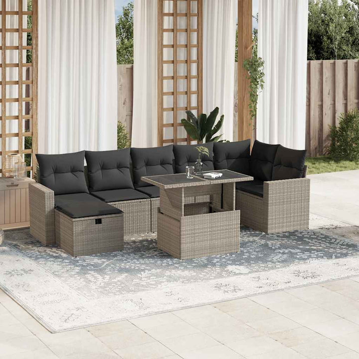 Loungegrupp För Trädgården Med Dynor 8 Delar Konstrotting