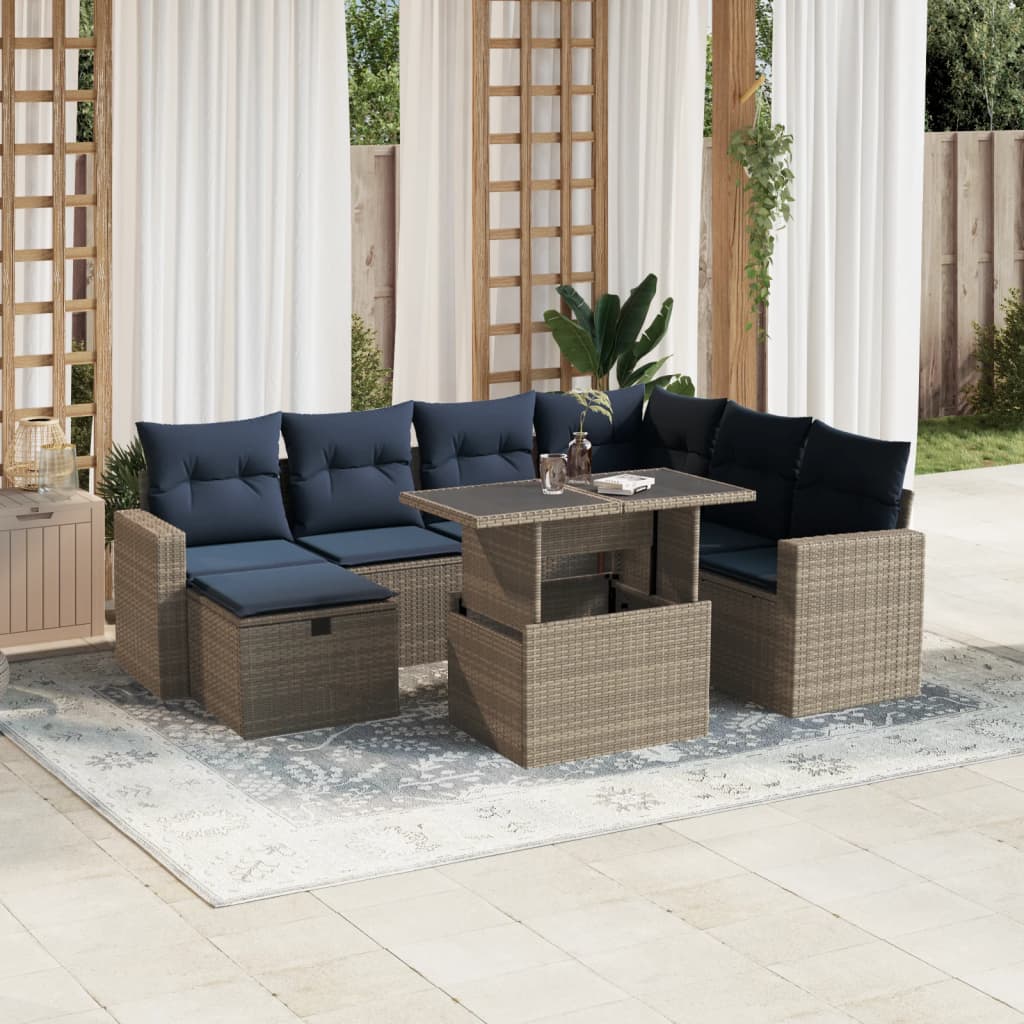 8 Delar Trädgårdssoffgrupp Med Dynor Polyrotting