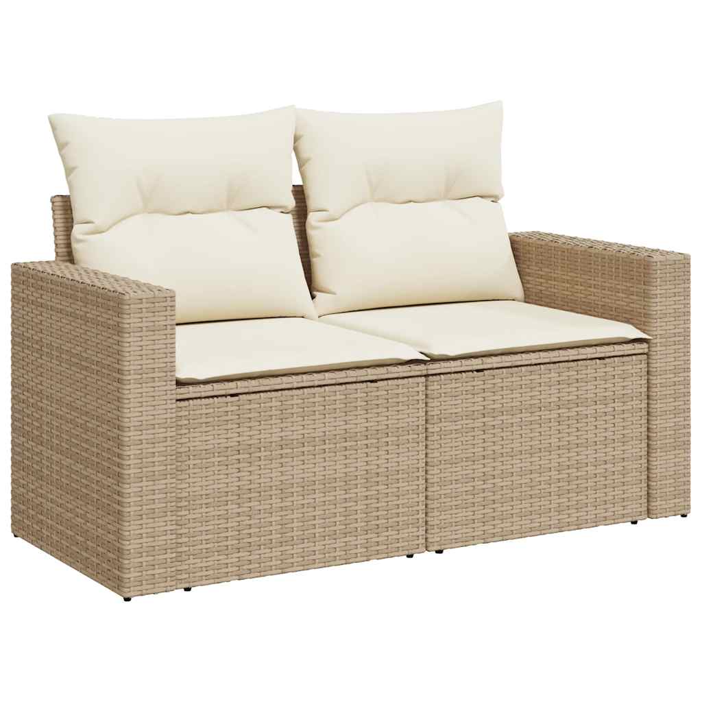Soffgrupp För Trädgården Med Dynor 9 Delar Beige Konstrotting