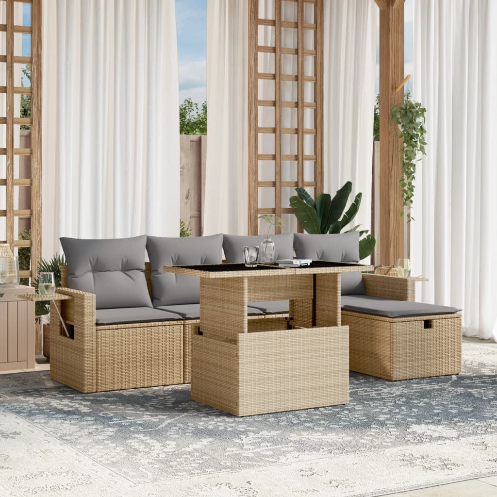 Loungegrupp Med Dynor 6 Delar Konstrotting