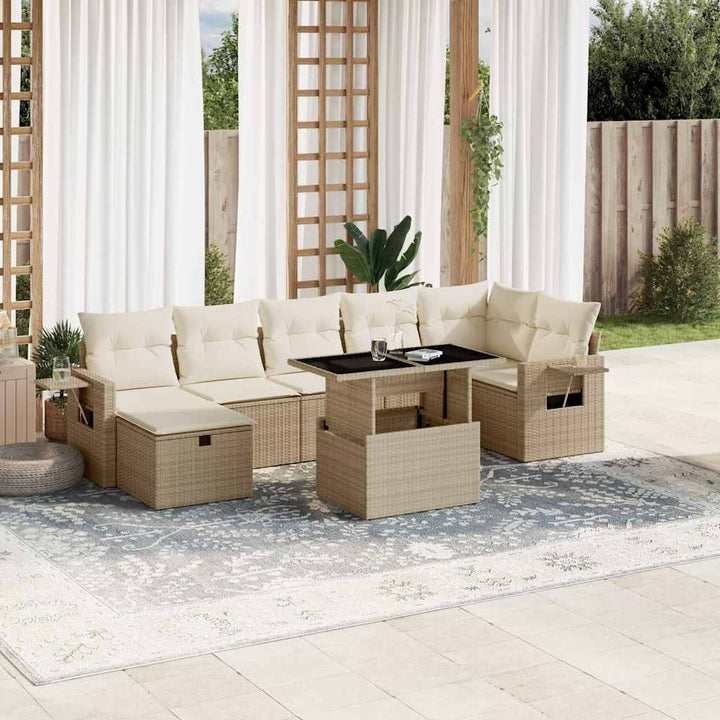 Loungegrupp För Trädgården Med Dynor 8 Delar Svart Konstrotting