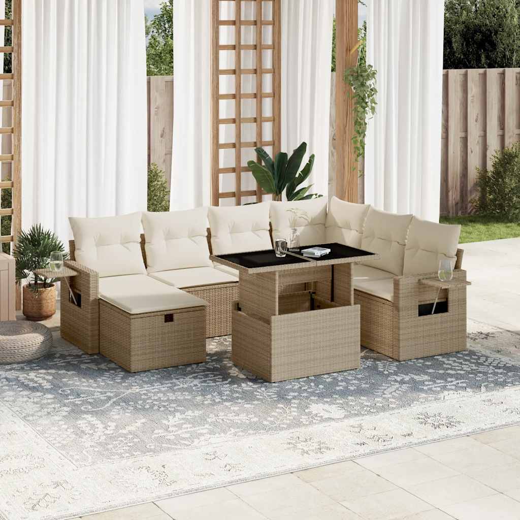 Loungegrupp För Trädgården Med Dynor 8 Delar Konstrotting