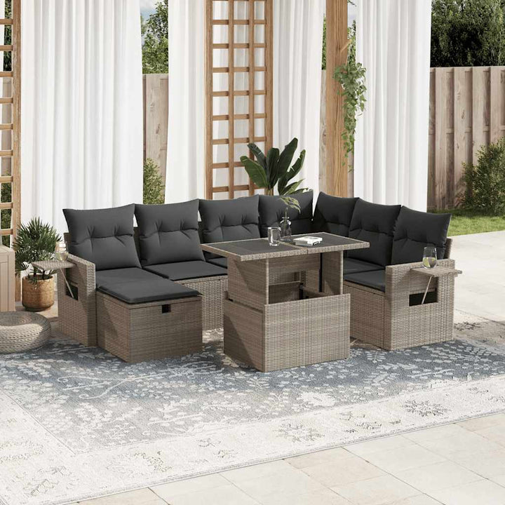 Loungegrupp För Trädgården Med Dynor 8 Delar Konstrotting