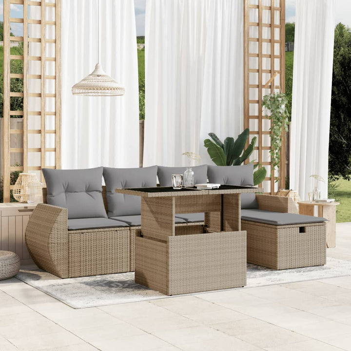 Loungegrupp Med Dynor 6 Delar Konstrotting