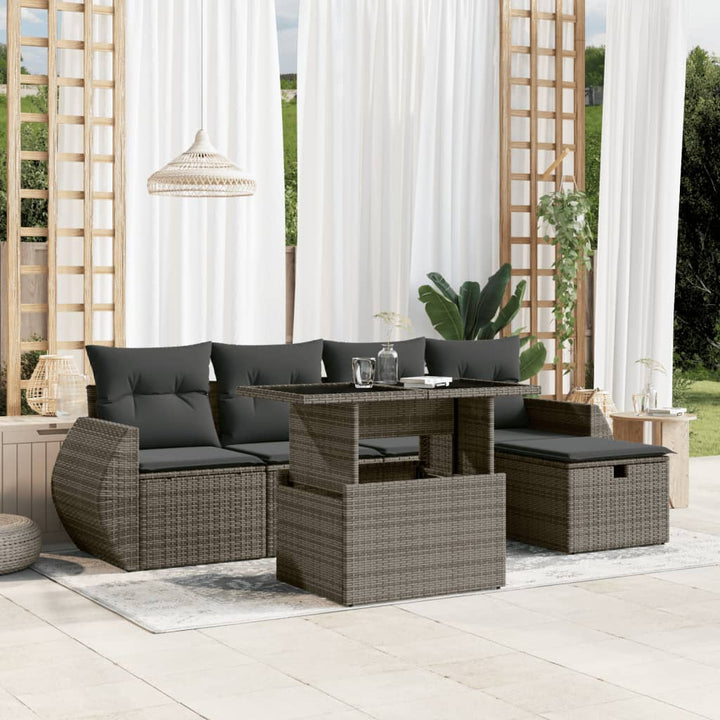 Loungegrupp Med Dynor 6 Delar Konstrotting