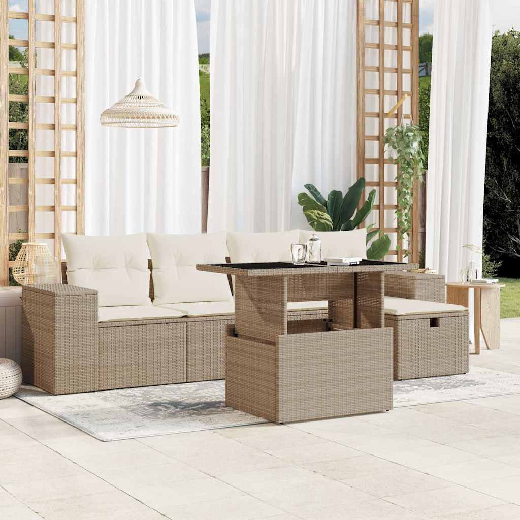 Loungegrupp Med Dynor 6 Delar Svart Konstrotting