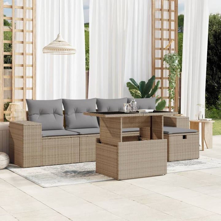 Loungegrupp Med Dynor 6 Delar Svart Konstrotting