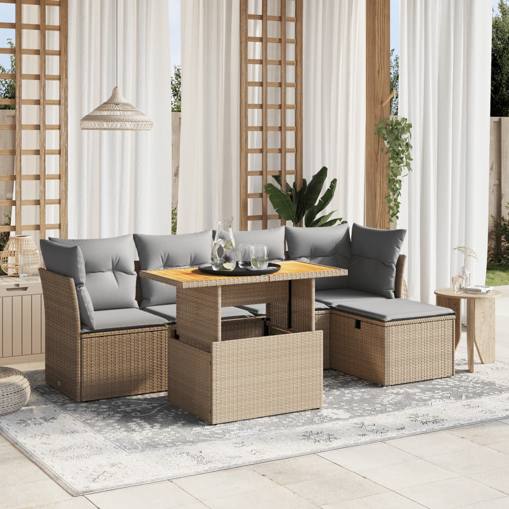 Loungegrupp Med Dynor 6 Delar Konstrotting