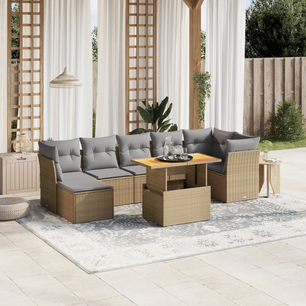 Loungegrupp För Trädgården Med Dynor 8 Delar Svart Konstrotting