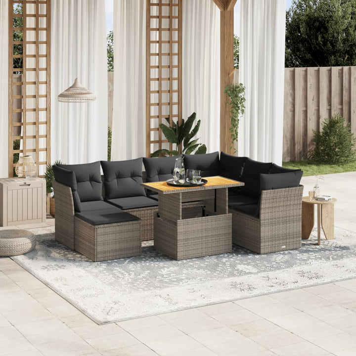 Loungegrupp För Trädgården Med Dynor 8 Delar Svart Konstrotting