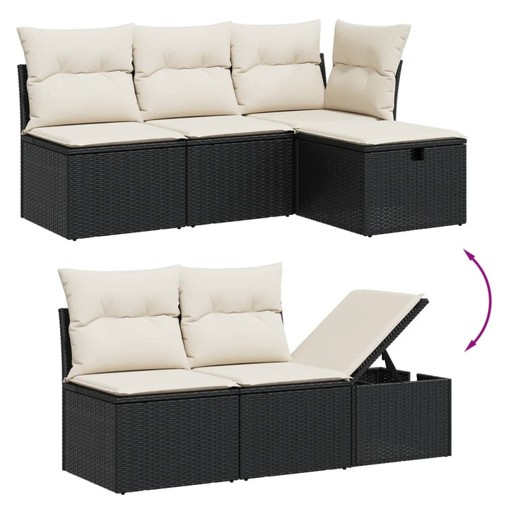 Loungegrupp För Trädgården M Dynor 9 Delar Svart Konstrottning