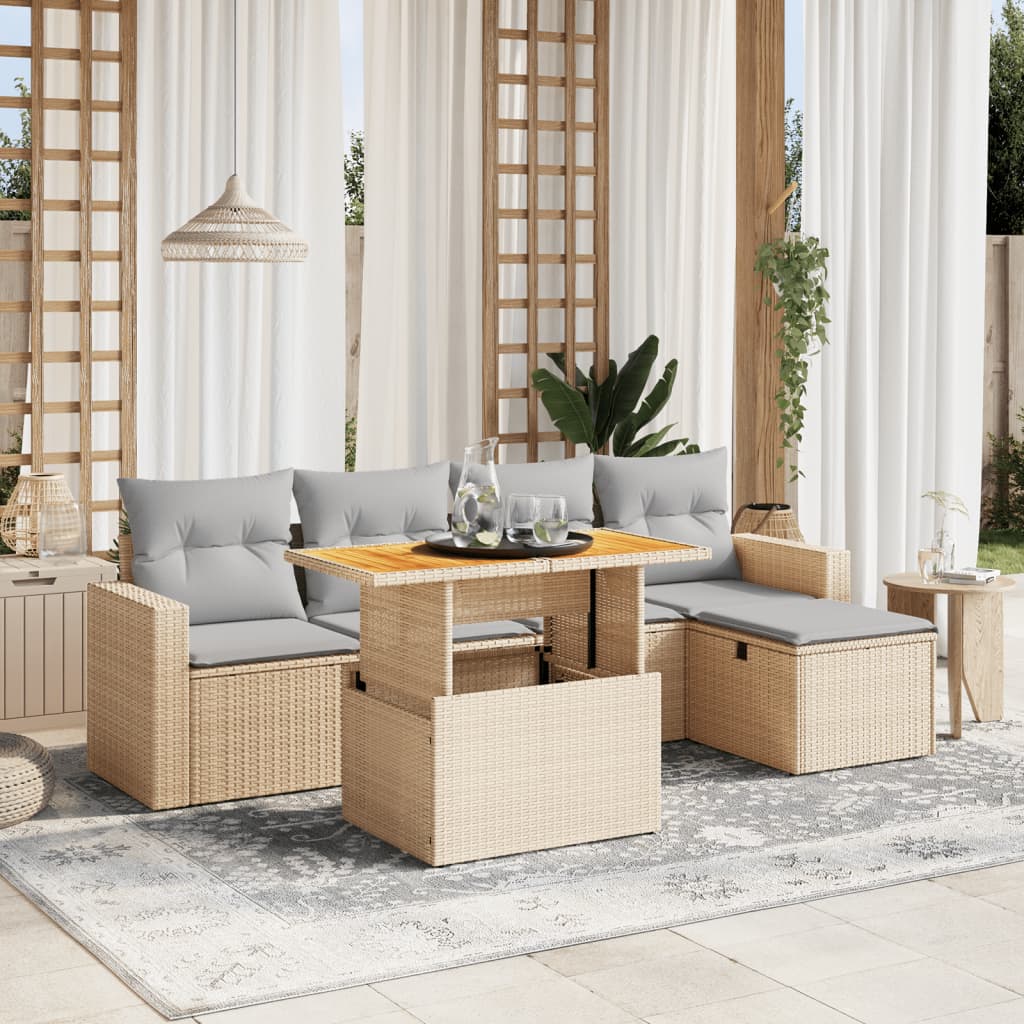 Loungegrupp Med Dynor 6 Delar Konstrotting