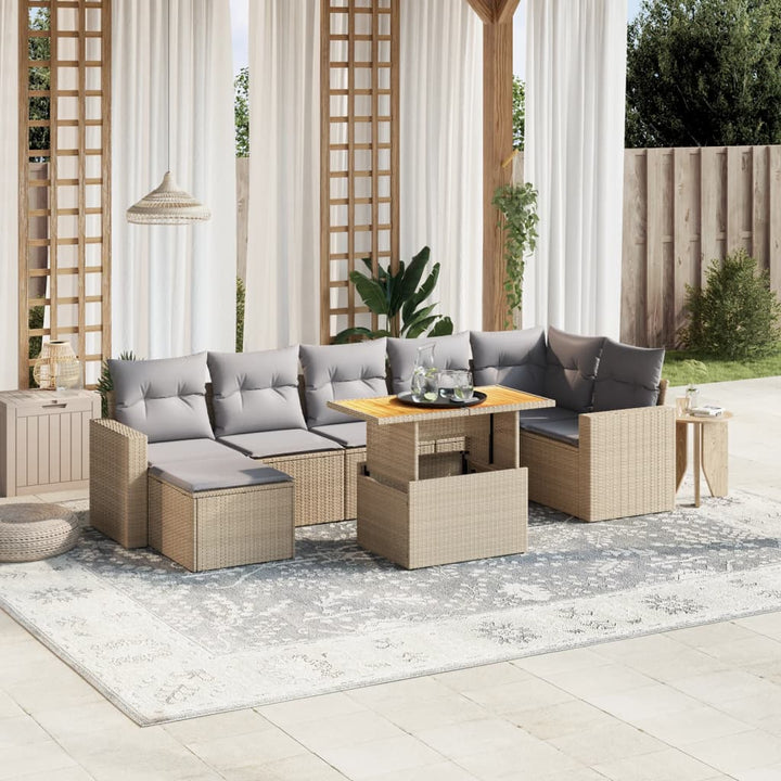 Loungegrupp För Trädgården Med Dynor 8 Delar Konstrotting