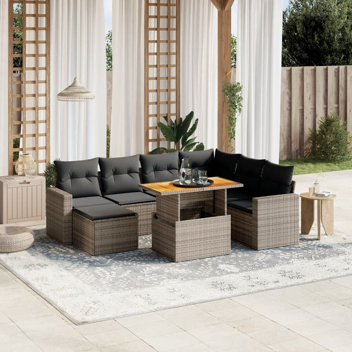 Loungegrupp För Trädgården Med Dynor 8 Delar Konstrotting