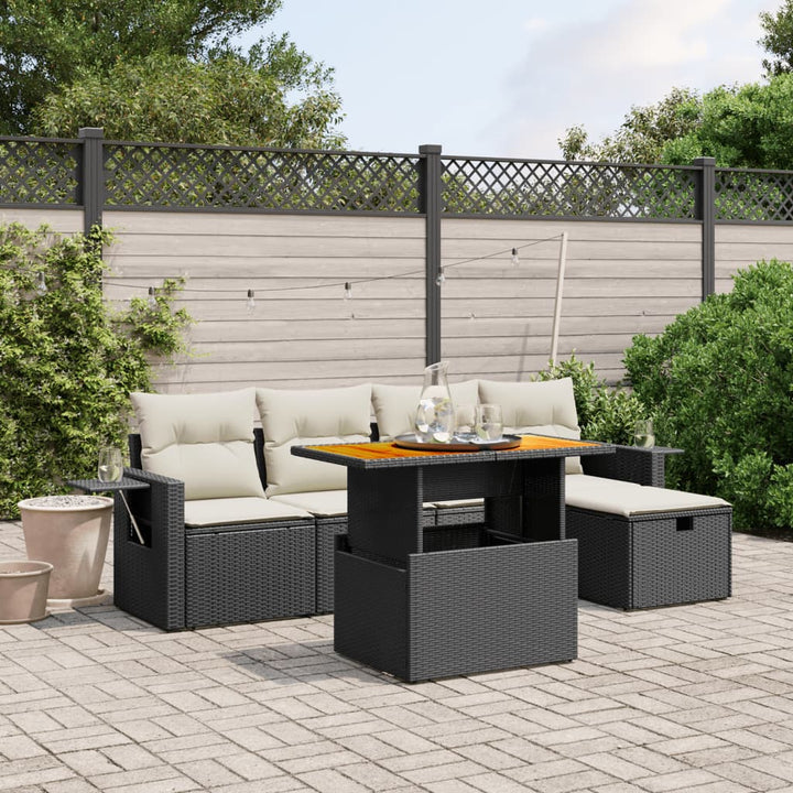 Loungegrupp Med Dynor 6 Delar Svart Konstrotting