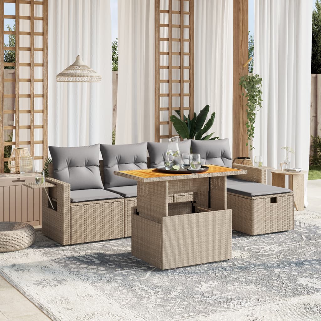 Loungegrupp Med Dynor 6 Delar Svart Konstrotting