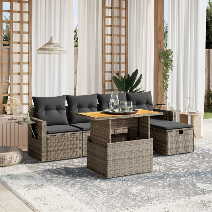 Loungegrupp Med Dynor 6 Delar Svart Konstrotting