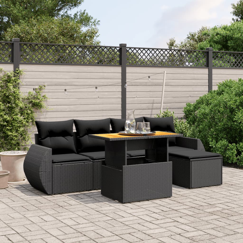 Loungegrupp Med Dynor 6 Delar Svart Konstrotting