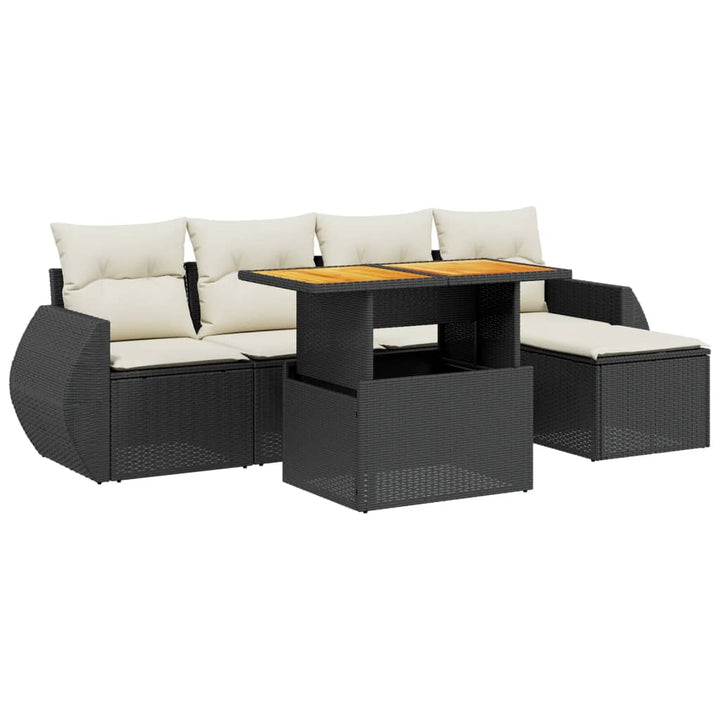 Loungegrupp Med Dynor 6 Delar Svart Konstrotting