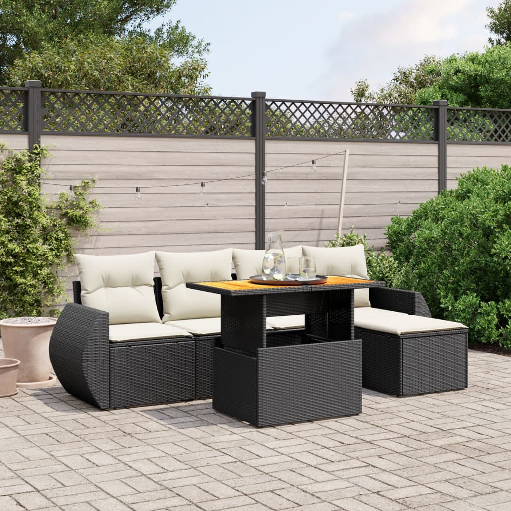 Loungegrupp Med Dynor 6 Delar Svart Konstrotting
