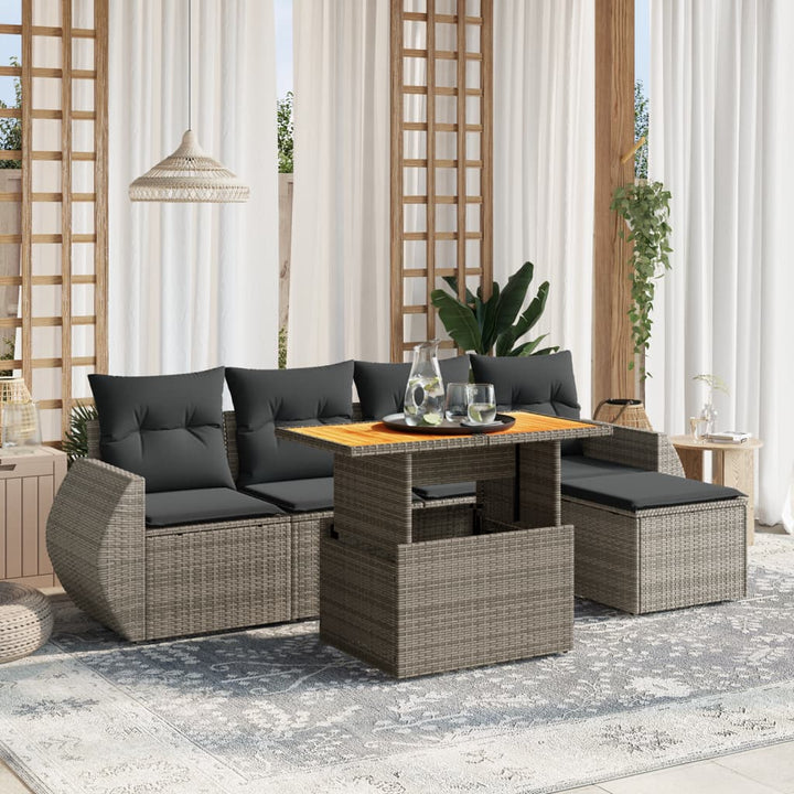 Loungegrupp Med Dynor 6 Delar Svart Konstrotting