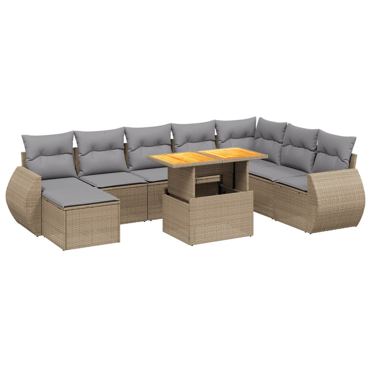 Soffgrupp För Trädgården Med Dynor 9 Delar Beige Konstrotting