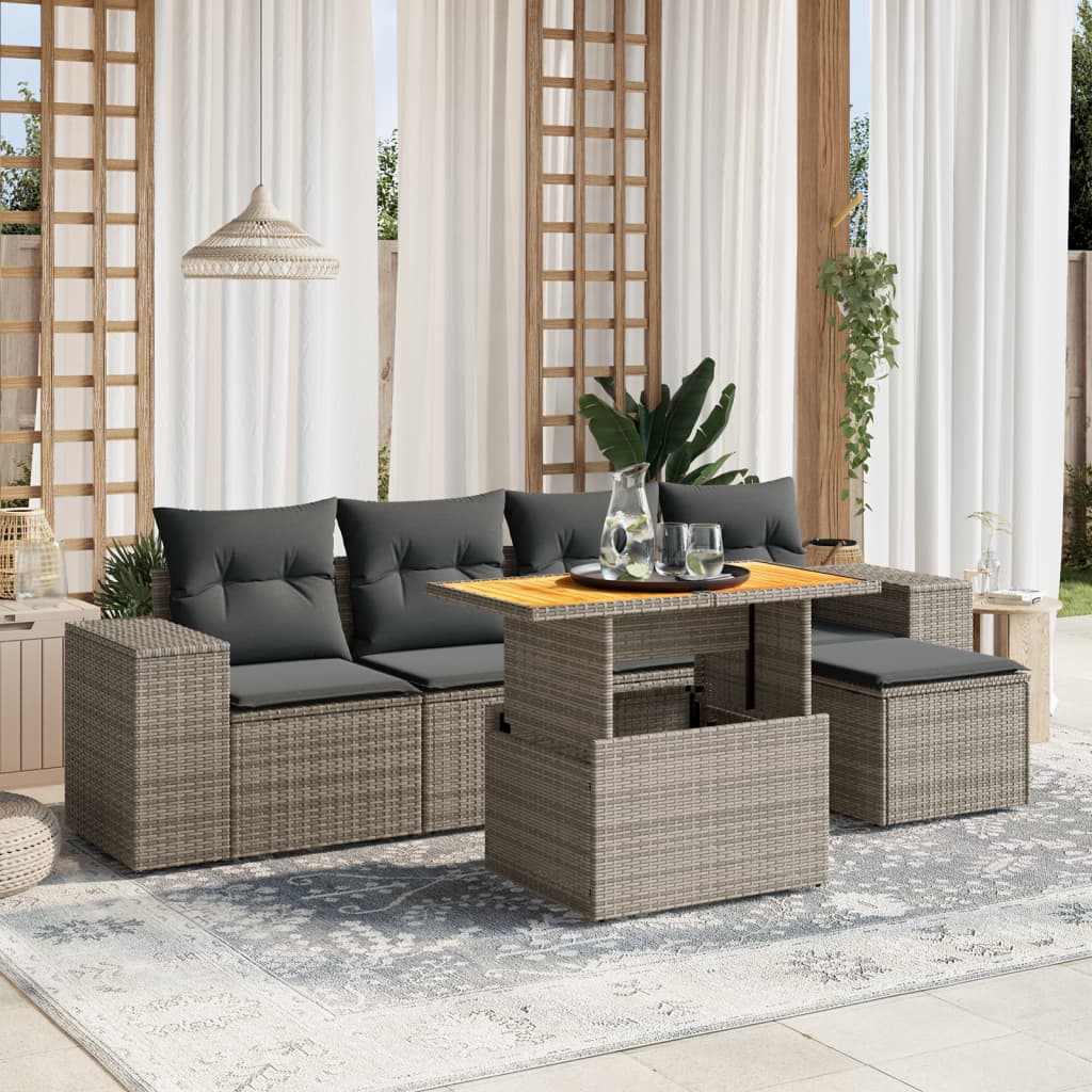 Loungegrupp Med Dynor 6 Delar Konstrotting