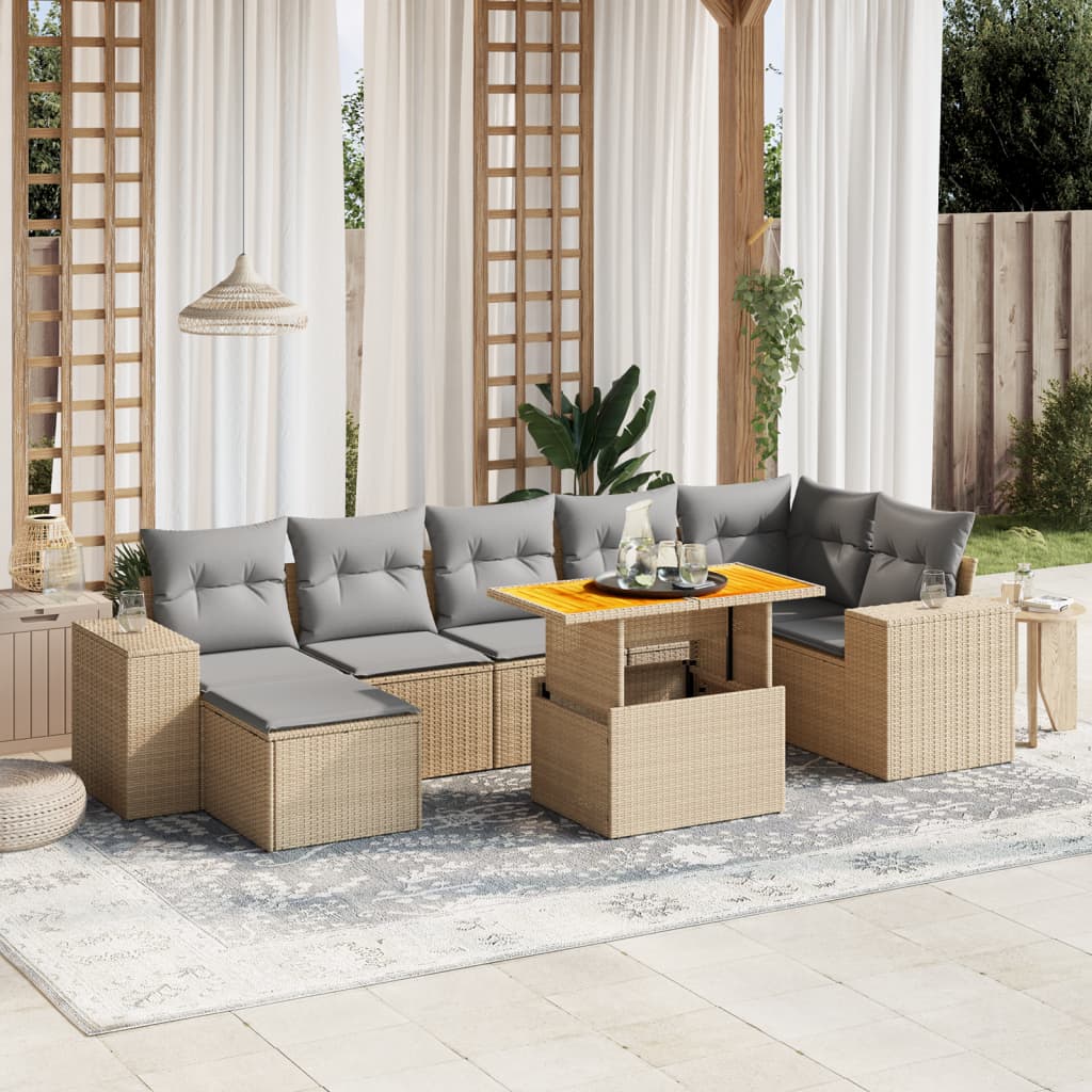 Loungegrupp För Trädgården Med Dynor 8 Delar Konstrotting
