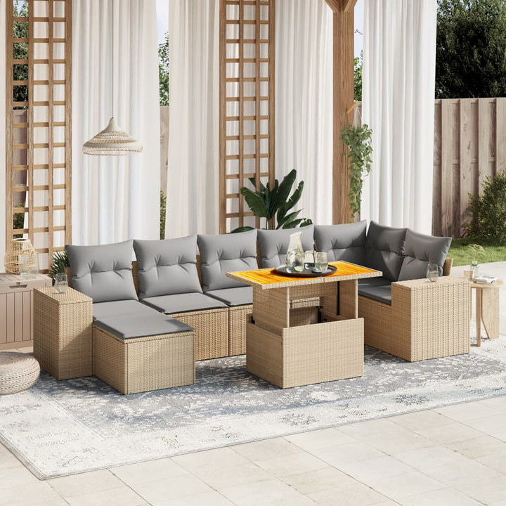 Loungegrupp För Trädgården Med Dynor 8 Delar Konstrotting