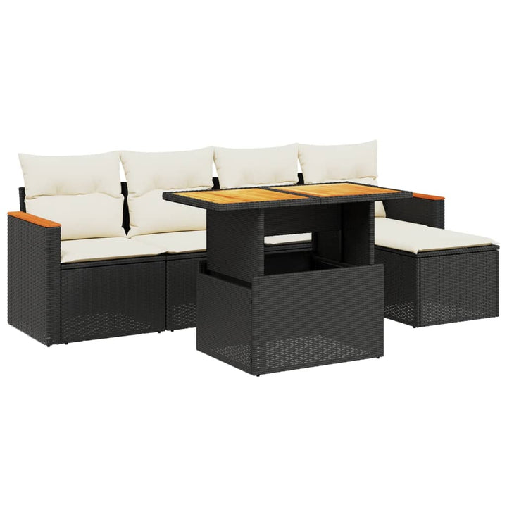 Loungegrupp Med Dynor 6 Delar Svart Konstrotting