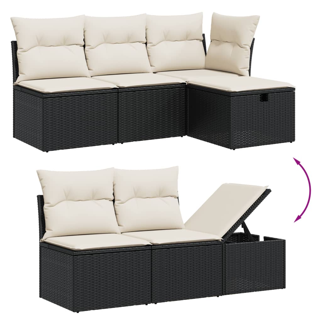 Loungegrupp Med Dynor 6 Delar Svart Konstrotting
