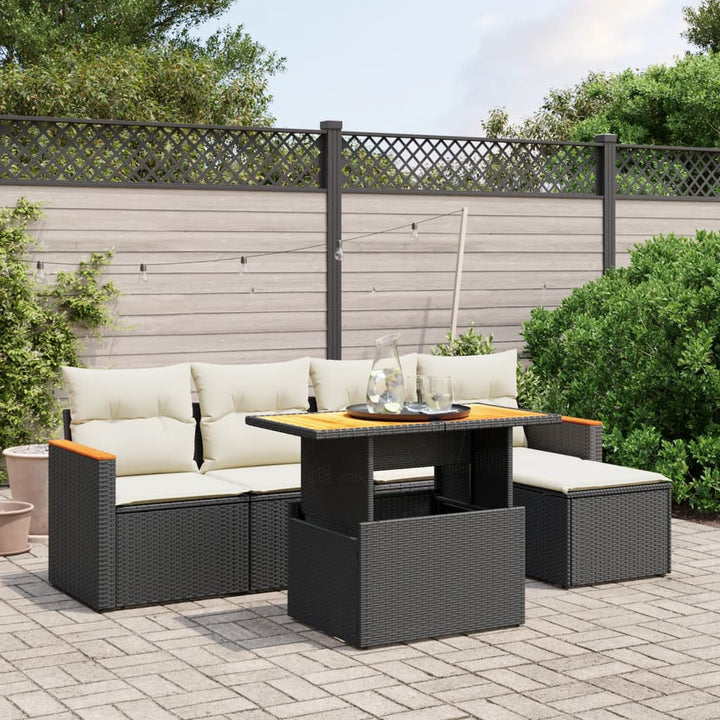 Loungegrupp Med Dynor 6 Delar Svart Konstrotting