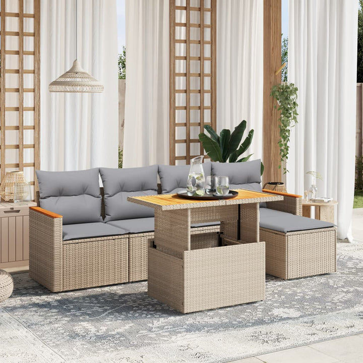 Loungegrupp Med Dynor 6 Delar Svart Konstrotting