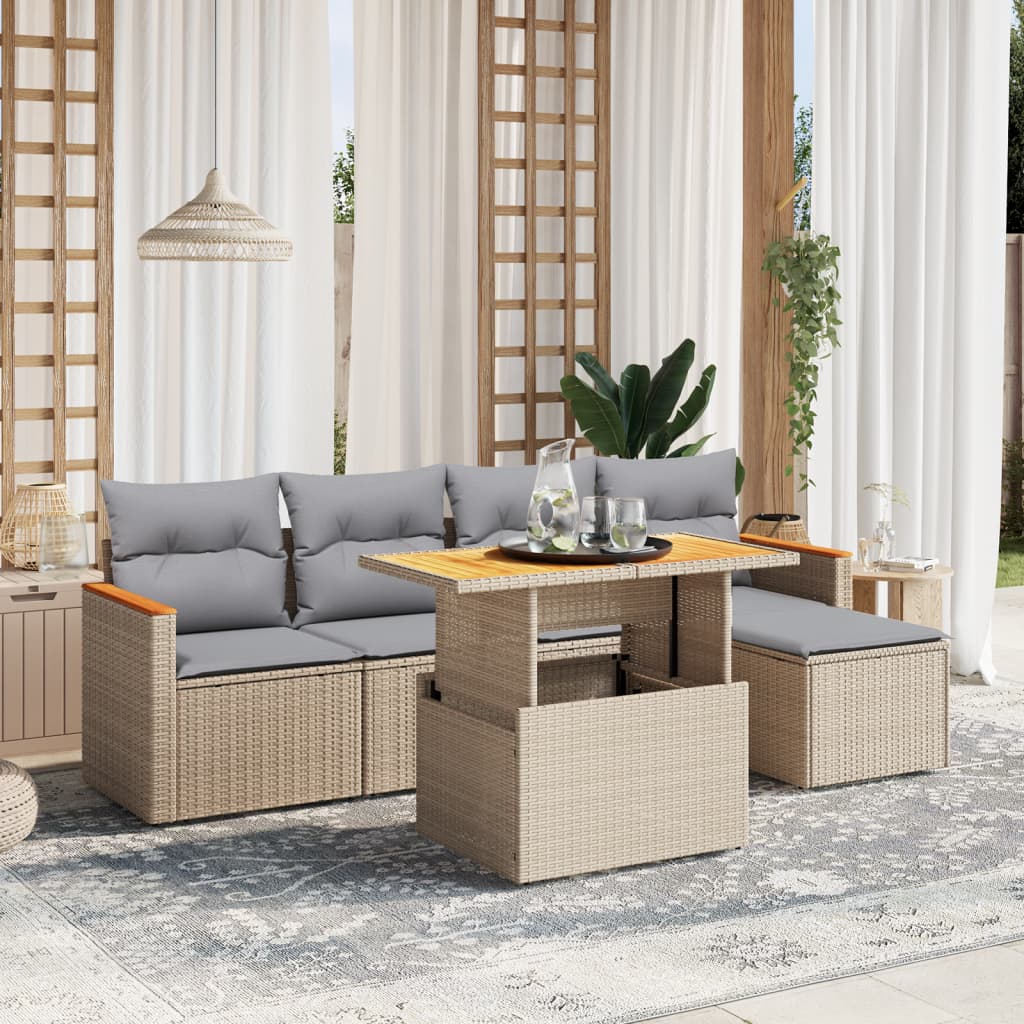 Loungegrupp Med Dynor 6 Delar Svart Konstrotting