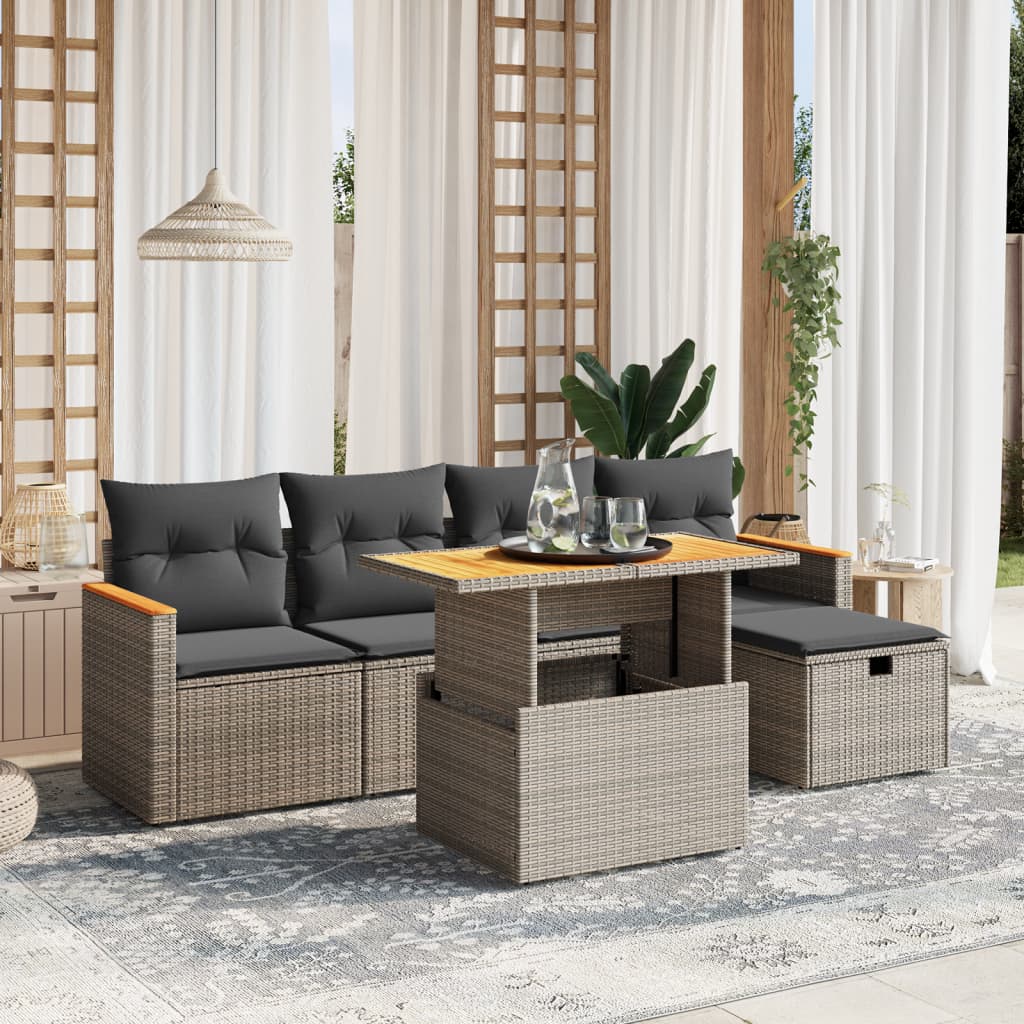 Loungegrupp Med Dynor 6 Delar Svart Konstrotting