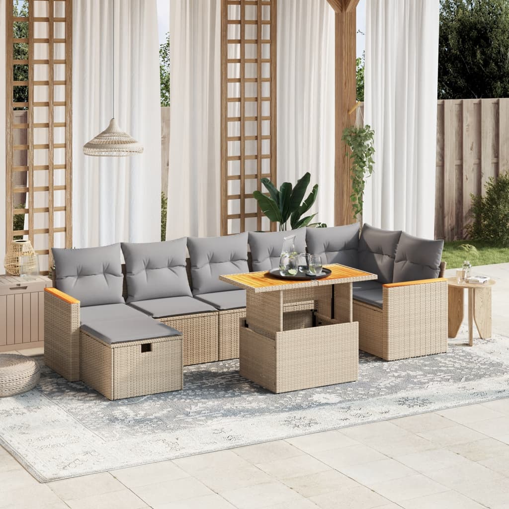 Loungegrupp För Trädgården Med Dynor 8 Delar Konstrotting