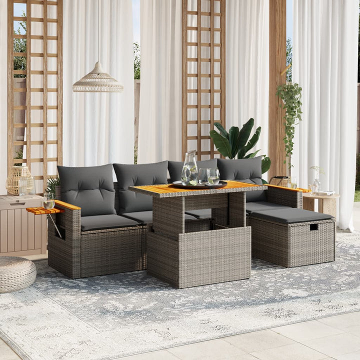 Loungegrupp Med Dynor 6 Delar Svart Konstrotting