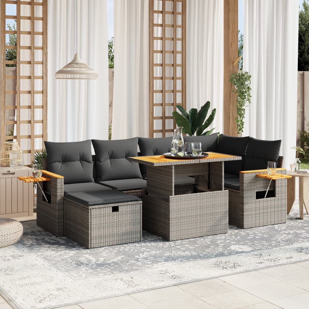 Soffgrupp För Trädgården Med Dynor 7 Delar Konstrotting