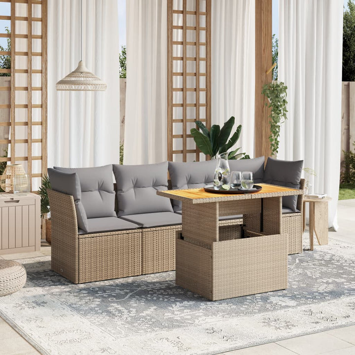 Loungegrupp För Trädgården Med Dynor 5 Delar Konstrotting