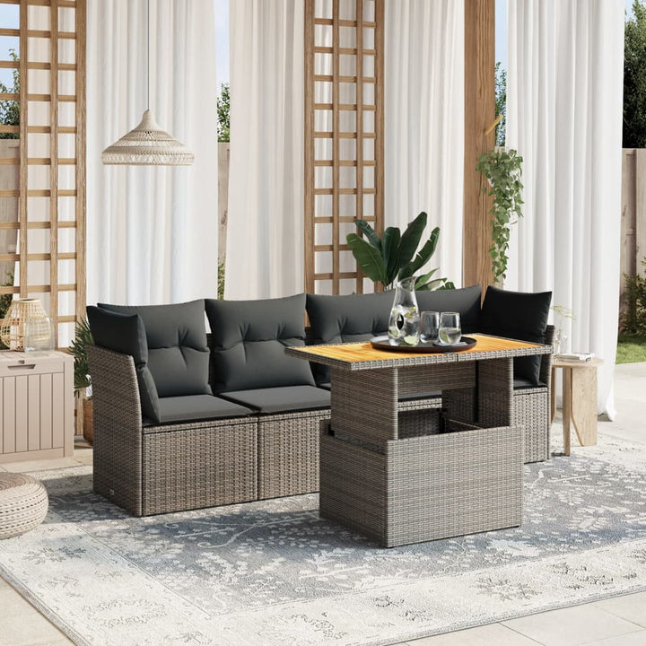 Loungegrupp För Trädgården Med Dynor 5 Delar Konstrotting