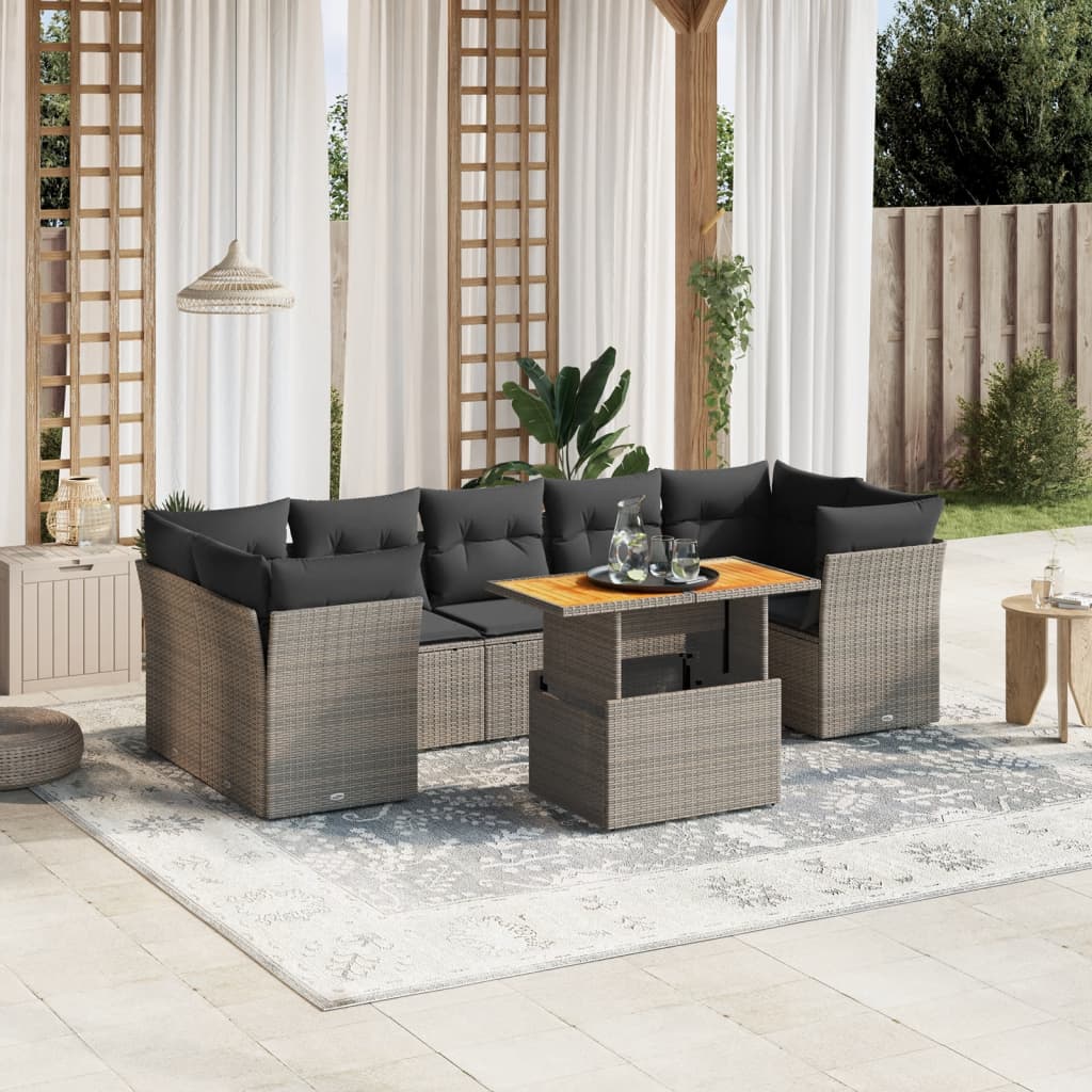 Loungegrupp För Trädgården Med Dynor 8 Delar Konstrotting