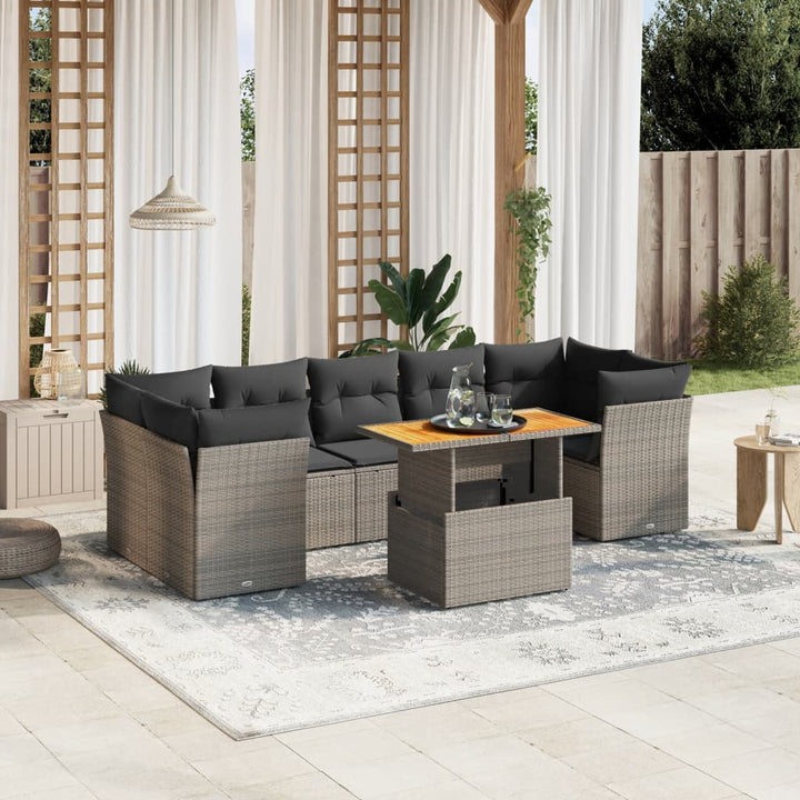 Loungegrupp För Trädgården Med Dynor 8 Delar Konstrotting