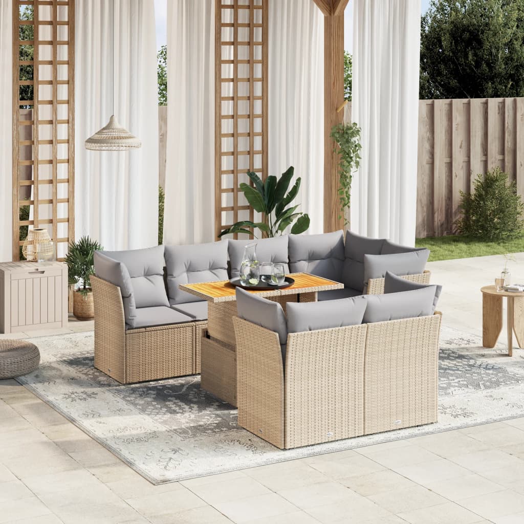 Loungegrupp För Trädgården Med Dynor 8 Delar Konstrotting