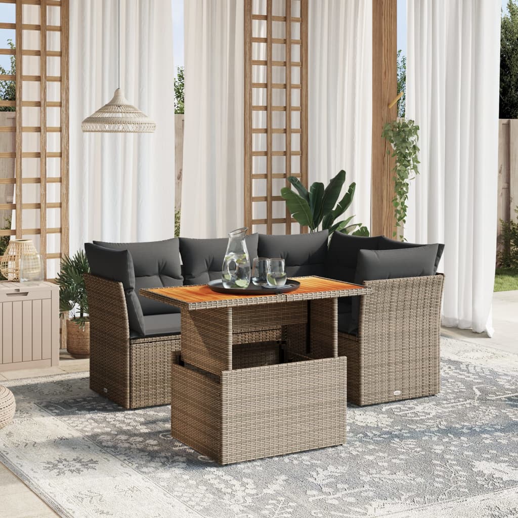 Loungegrupp För Trädgården Med Dynor 5 Delar Konstrotting