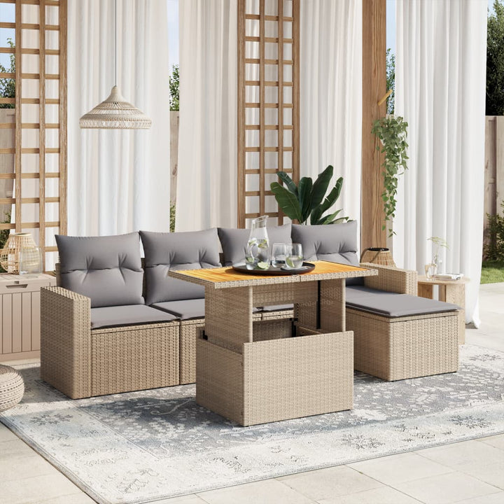 Loungegrupp Med Dynor 6 Delar Konstrotting