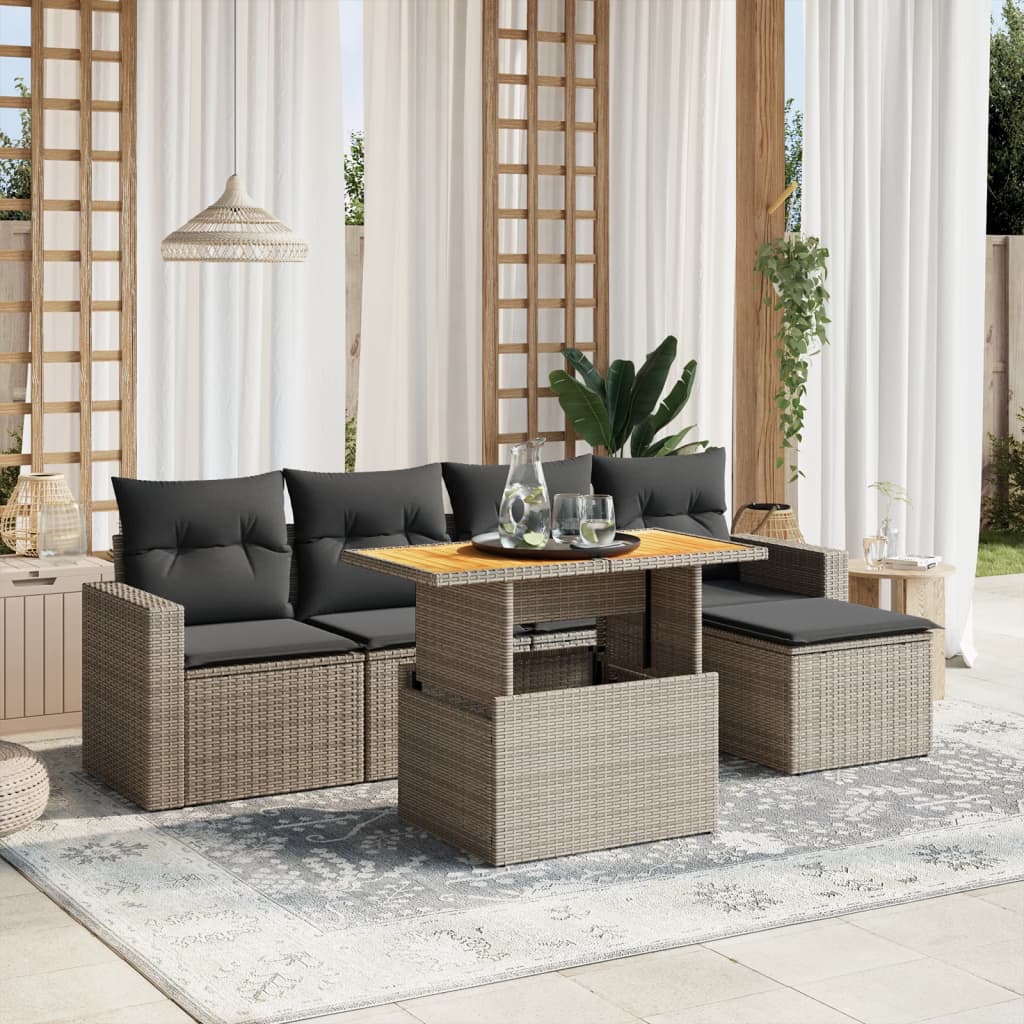 Loungegrupp Med Dynor 6 Delar Konstrotting