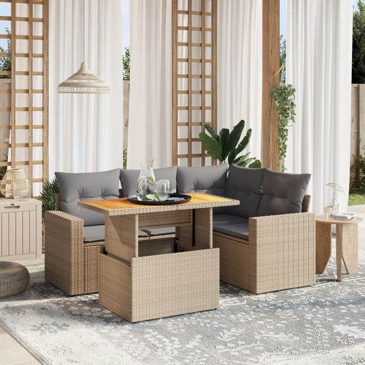 Loungegrupp För Trädgården Med Dynor 5 Delar Svart Konstrotting