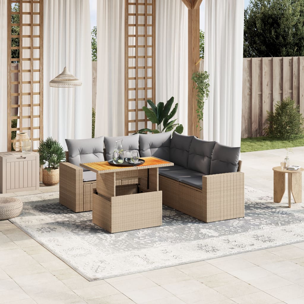 Loungegrupp Med Dynor 6 Delar Konstrotting